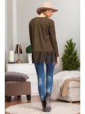 Suede blazer with khaki fringes 9782 - Online store - Boutique